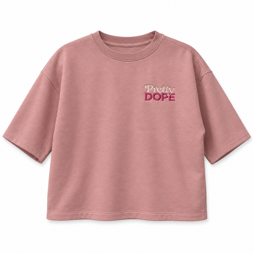 Pretty Dope Boxy Short-Sleeve Top — Dusty Rose