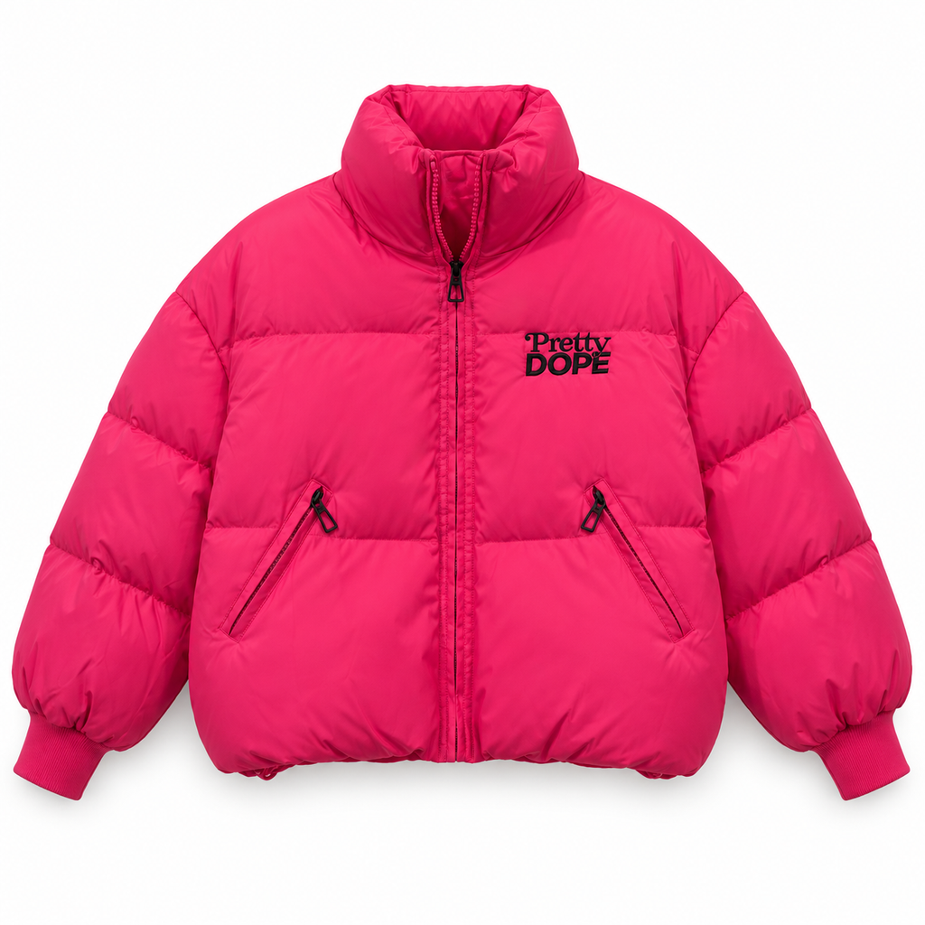 Pretty Dope Puffer Jacket — Hot Pink