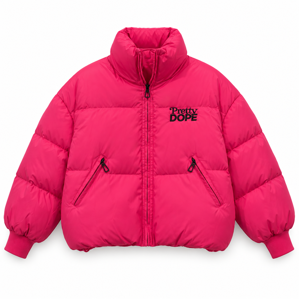 Pretty Dope Puffer Jacket — Hot Pink