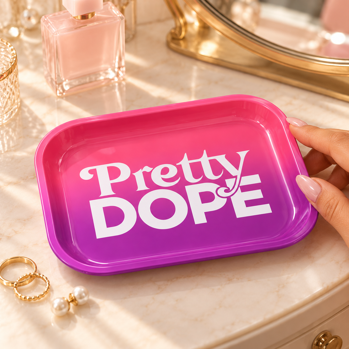 Pretty Dope Rolling Tray — Pink & Purple Ombré